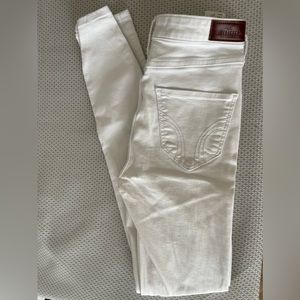 HOLLISTER White High-Rise Super Skinny Distressed Jeans